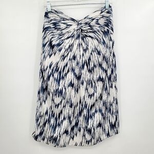 Club Monaco Blue White Abstract Print Twist Waist Robetta Skirt